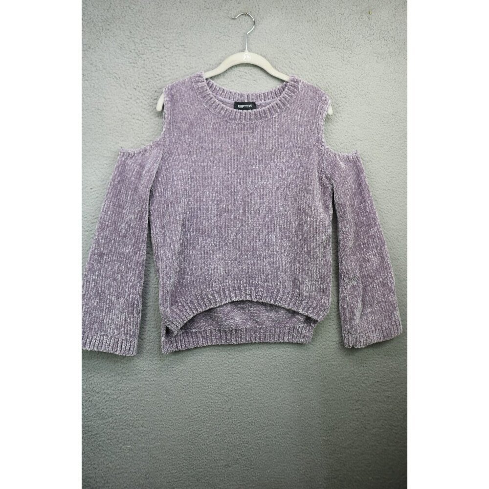 Express‎ Cold Shoulder Bell Sleeves Sweater-XXS TTP-New w/Tag-Purple-Boho-Soft